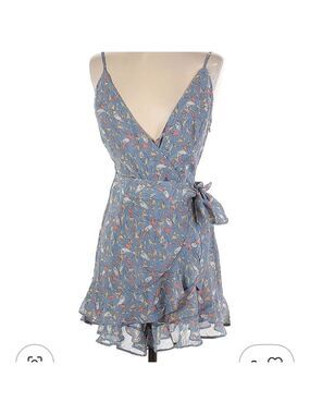 Missguided zany blue floral wrap skirt playsuit romper